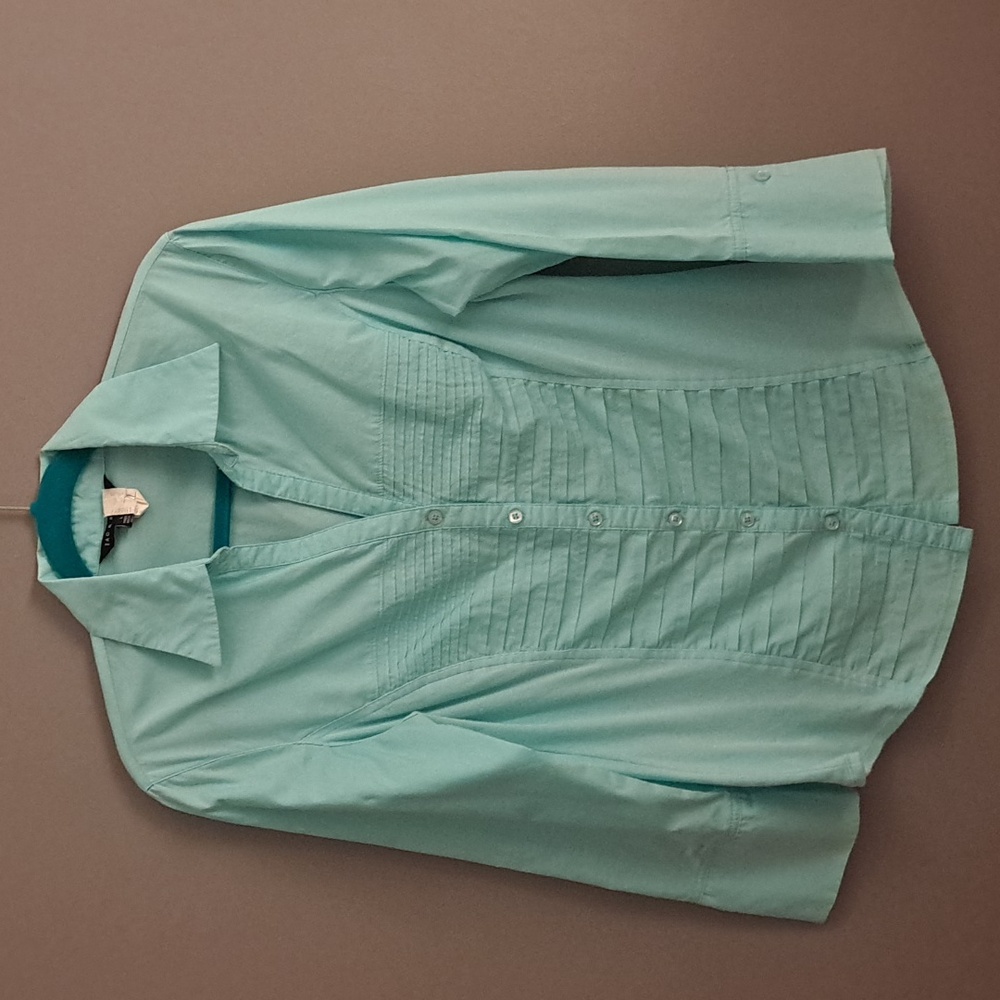 ZAC & RACHEL 3/4 sleeve button up blouse Turquoise Sz L